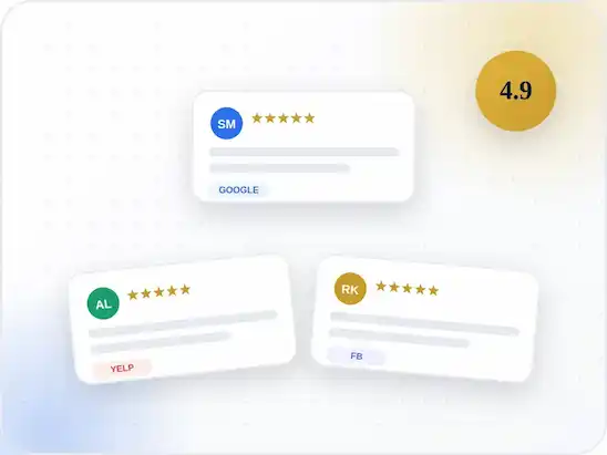 Review aggregator pulling ratings from Google, Facebook and Yelp